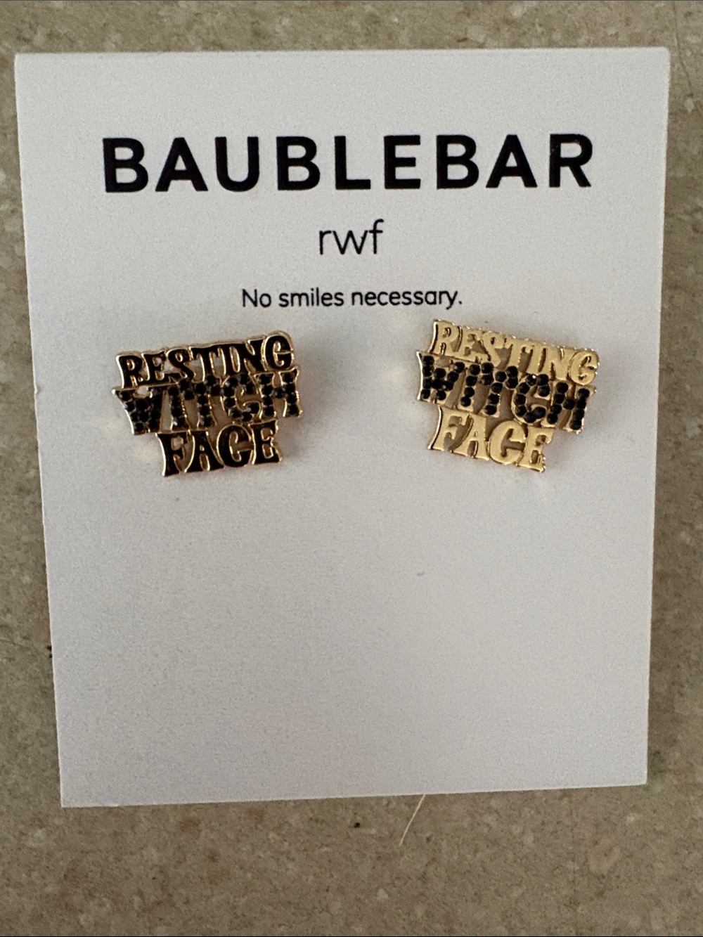 BaubleBar Gold Resting Witch Face Stud Earrings